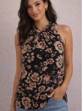 Vintage Mock- Anthropologie Vanessa Virginia Floral twist tank
